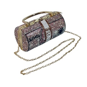 Monedero de cristal / Bolso con asa superior / Bandolera / Bolso de hombro / Bolso con adornos de 10 000 dólares / Cartera redonda con monedero / Monedero con diamantes de imitación