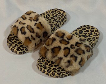 cheetah fur slippers