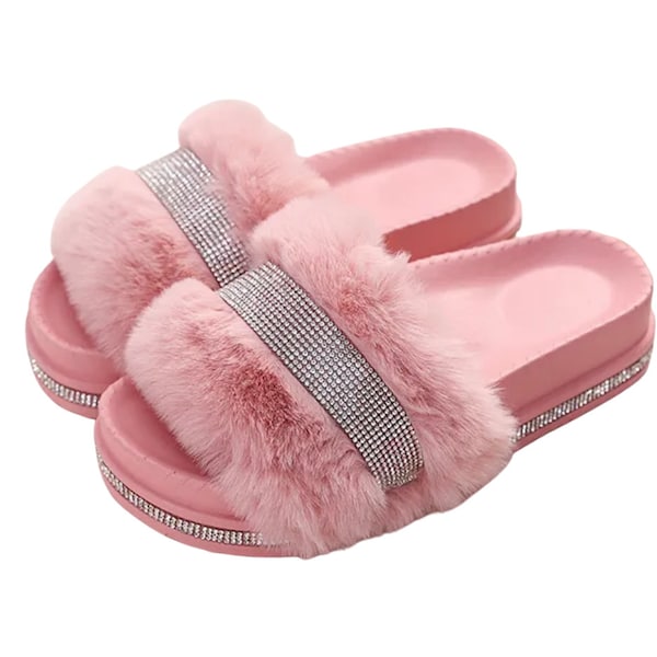 Women's Super Soft Faux Fur Slides / Sparkly Wedges / Crystal Slides / Bling Slippers / Fur Wedges / Crystal Sandals / 4 Color Options