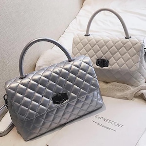 Bolso acolchado para mujer / Bolso de hombro / Bolso con asa superior / Bolso de mano para mujer / Bolso con cadena / Bolso de mano para dama / Monedero acolchado / 4 opciones de color