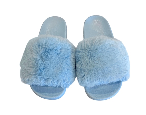Super Soft Thick Faux Fur Crystal Slides Bling Slippers