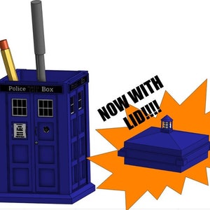 Tardis Pencil Cup From Doctor Who (STL File) REMASTERED
