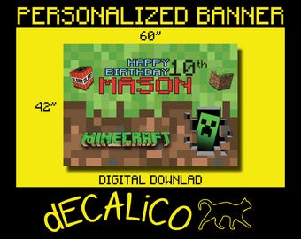 Minecraft Birthday Party Banner [Digital Download]
