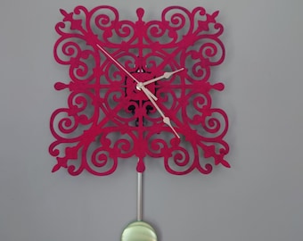 Pendulum Wall Clock Hand Painted Quiet  Non-Ticking