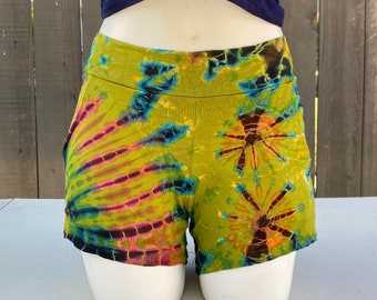 Tie Dye Yoga Shorts with Pockets, Colorful Festival, Rave, Gym, Pilates, Dance, Soft and Stretchy, Hippie Boho Everyday Shorts, S-XL Size