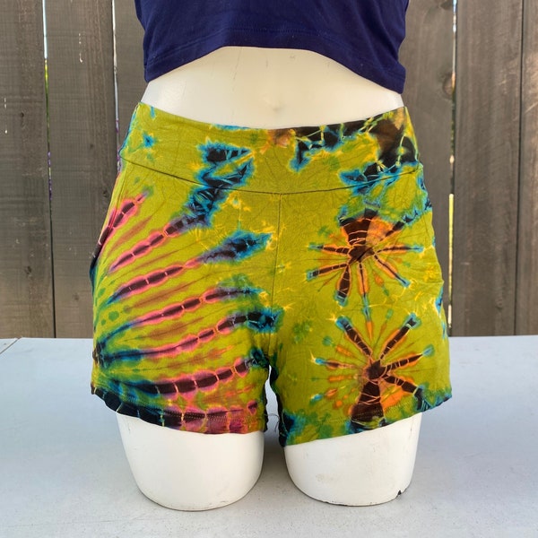 Tie Dye Yoga Shorts with Pockets, Colorful Festival, Rave, Gym, Pilates, Dance, Soft and Stretchy, Hippie Boho Everyday Shorts, S-XL Size