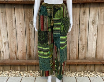 Unisex Patchwork Pants with Multi-Textured Patches, Thick Trousers, Bohemian Hippie Trousers, Free Spirited Festival Fashion, Made in Nepal