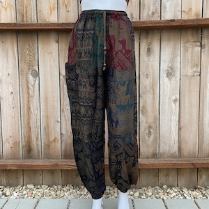 Woman’s Patchwork Pants, Perfect Boho Hippie Summer Trousers, Lightweight Festival Wear, Grunge, Dark Fairycore, Vacation, Elephant Pants