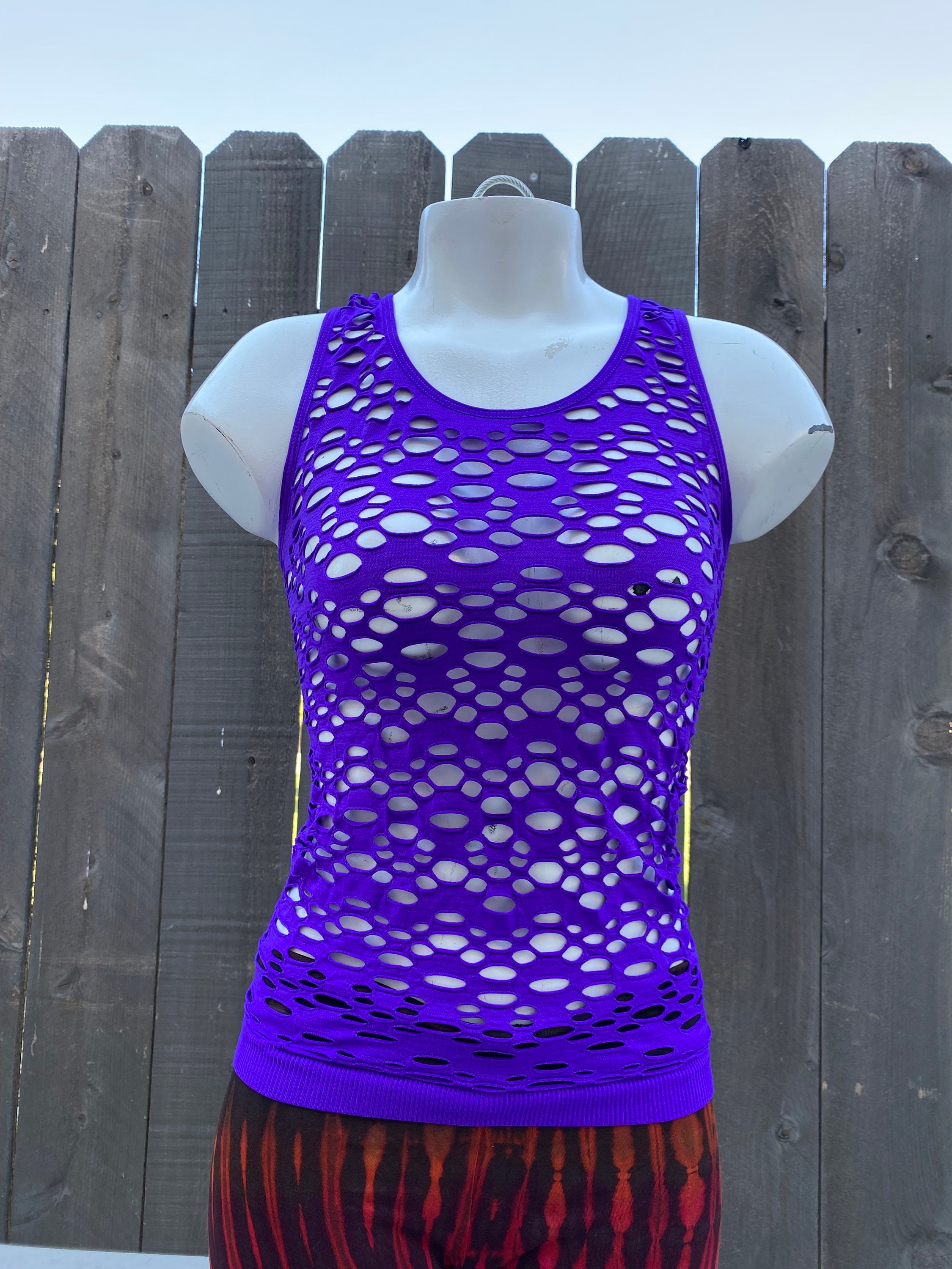 Mesh Tank Top, Racerback Tank With Holes, Rave, Emo