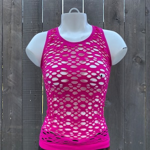 Mesh Tank Top, Racerback Tank with Holes, Rave, Emo, Alternative Fashion, Large Fishnet Hole Top, Perfect Summer Wear, Fun Creative Design,