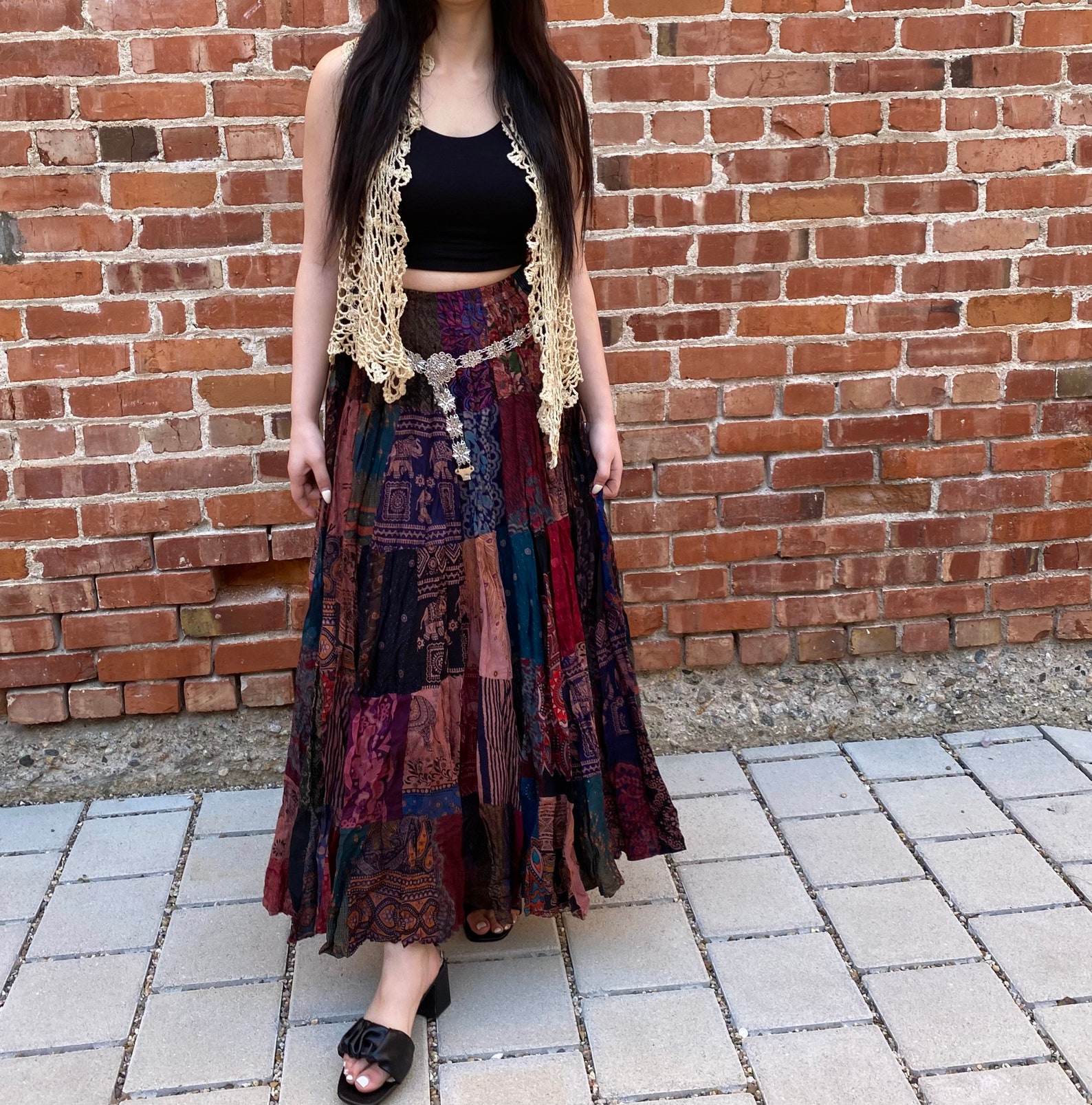 Boho Patchwork Long Skirt main image 1