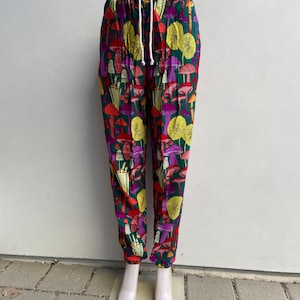 Colorful & Fun Unisex Mushroom Pants, Trippy Mushroom Pattern, Drawstring Waist Lightweight ...
