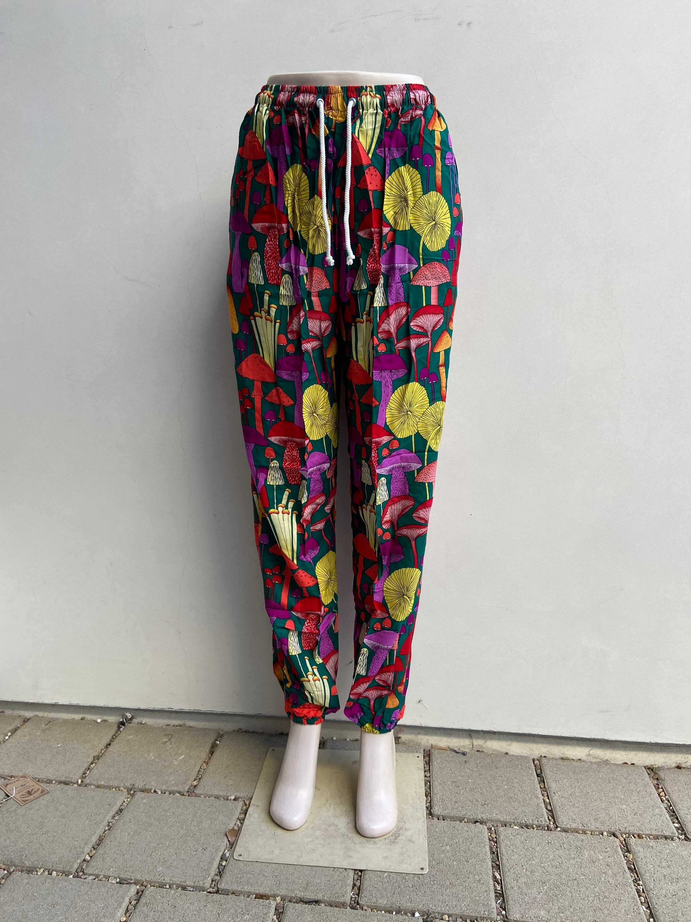 Colorful & Fun Unisex Mushroom Pants, Trippy Mushroom Pattern, Drawstring  Waist Lightweight Trousers, Perfect for Summer Raves, Festivals -   Ireland