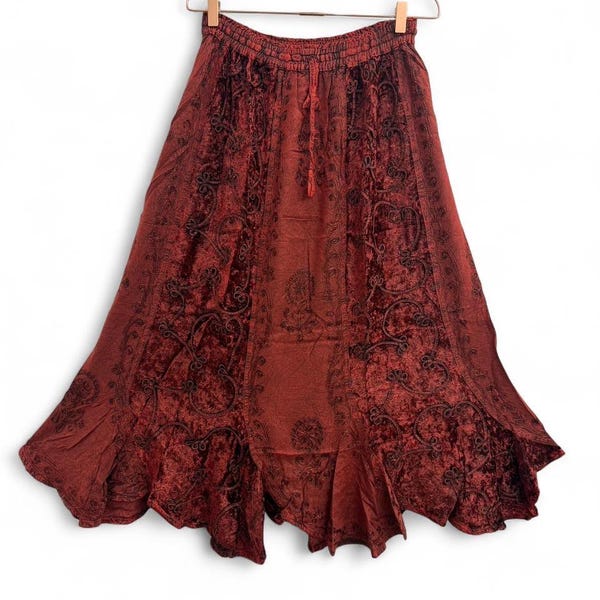 Grunge Long Skirt, Black or Red Solid Skirt, Dark Gothic Vampire Style,  Renaissance Faire Outfit, Flowy A Line Skirt, Wimisgoth Fashion
