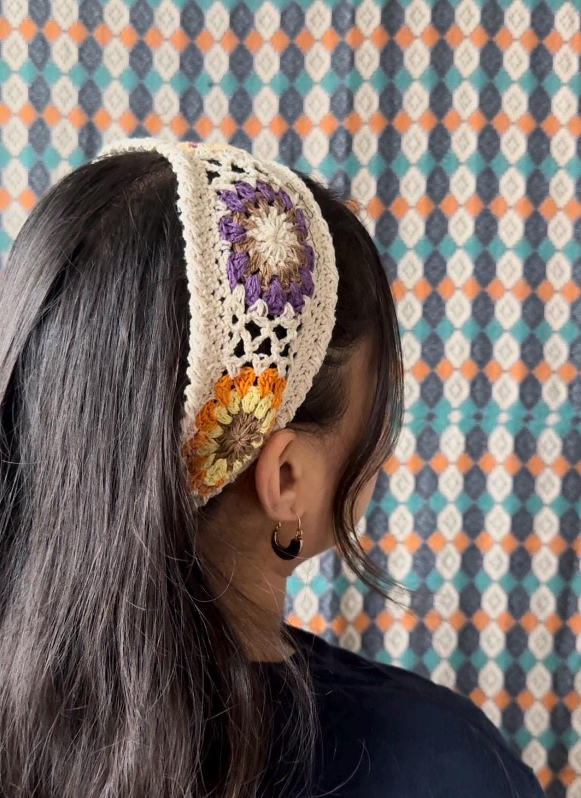 Handmade in Nepal Colorful Floral 100% Cotton Crochet Headband Crochet Tulip headband available? Price:199/- only Color  main image 3