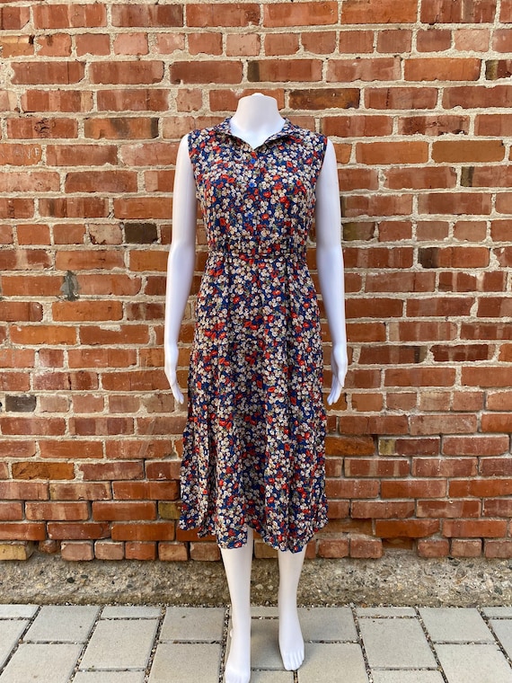 Spring Floral Dress, Summer Dress, Midi Dress, Flower Patterned Dress, 100% Cotton, Easy to Wear, Simple, Casual Dress, Light Spring Colors,