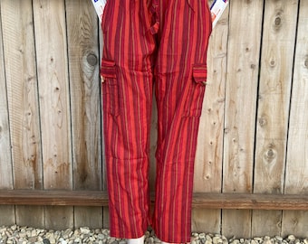 Striped Boho Hippie Trousers, Unisex Pants, Monochrome Striped Trousers with Pockets, Loose Fit, Drawstring Waist, Festival, 100% Cotton