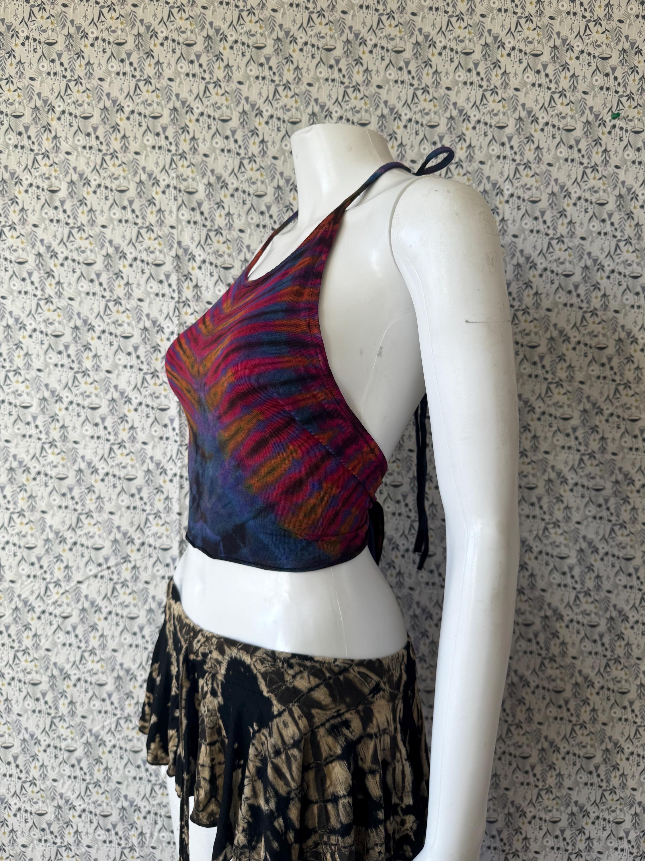 Tops For Raves Tie Dye Rave Top, High Neck Halter, Festival Rave Fashion, Comfortable ...