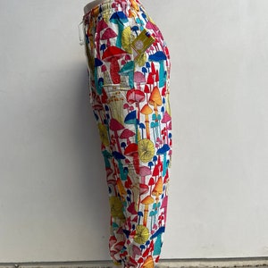 Colorful & Fun Unisex Mushroom Pants, Trippy Mushroom Pattern, Drawstring Waist Lightweight ...