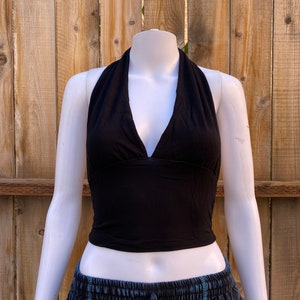 Halter Neck Top with Tie Up Back | Casual, Sexy, Burning Man, Festival, Concert, Boho | Woman’s Backless Halter, Plung, Open Back, Tie Top