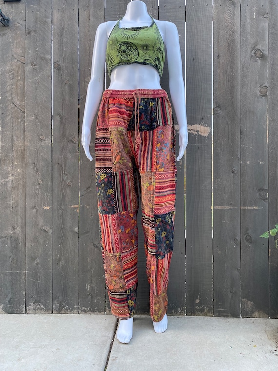 Mushroom Patchwork Pants With Multi-textured Patches, Unisex