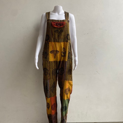 New Hippie Patchwork Overalls With Harem Design 100 Cotton Etsy