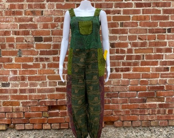 Colorful Hippie Overalls with Patchwork, 100% Cotton, Adjustable Straps, Festival, Bohemian, Jumpsuit, Summer, Woman Dungarees, New Style