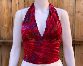 Tie Dye Halter Neck Top With Open Back, Tie Top, Hippie, Colorful