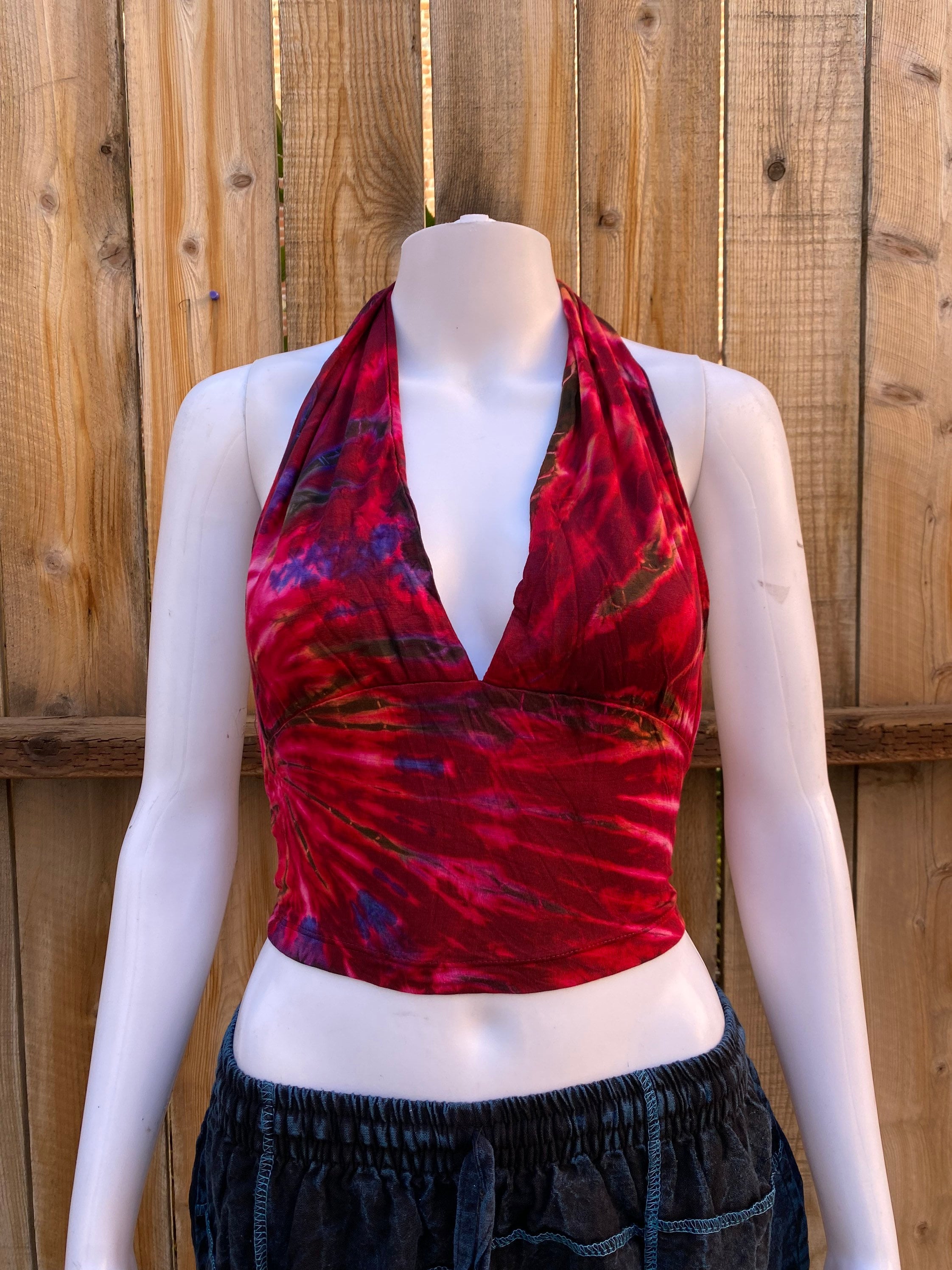 Tie Dye Halter Neck Top With Open Back, Tie Top, Hippie, Colorful
