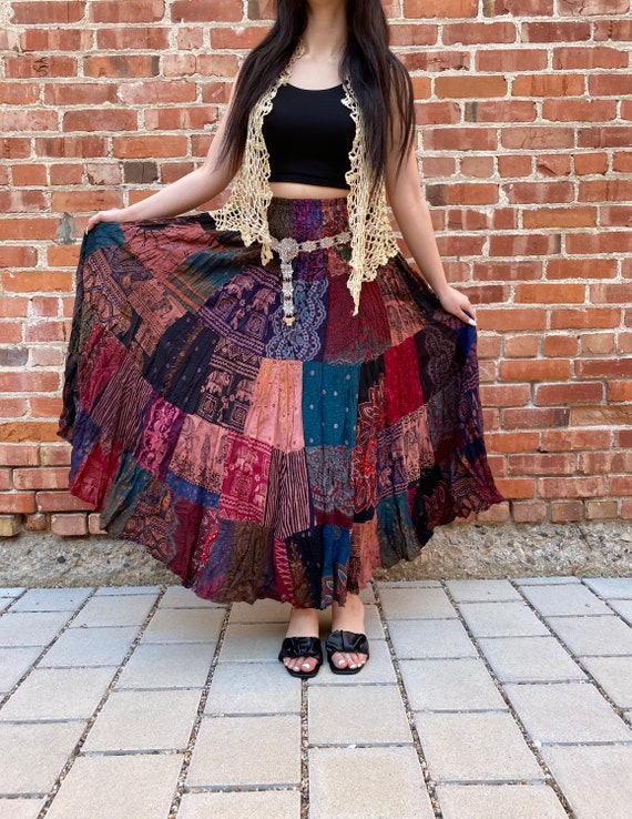 Sanción Principiante Illinois Falda larga Boho Maxi Patchwork Falda Hippie Grunge - Etsy México