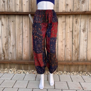 Floral Patchwork Pants, Woman’s Hippie Pants, Festival Fashion, Hippie Summer Outdoors Festival, Free Spirited Trending Summer 2023