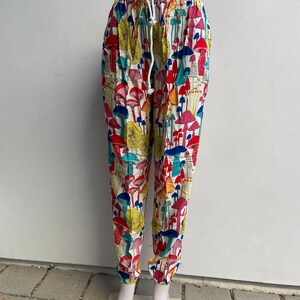 Colorful & Fun Unisex Mushroom Pants, Trippy Mushroom Pattern, Drawstring Waist Lightweight ...