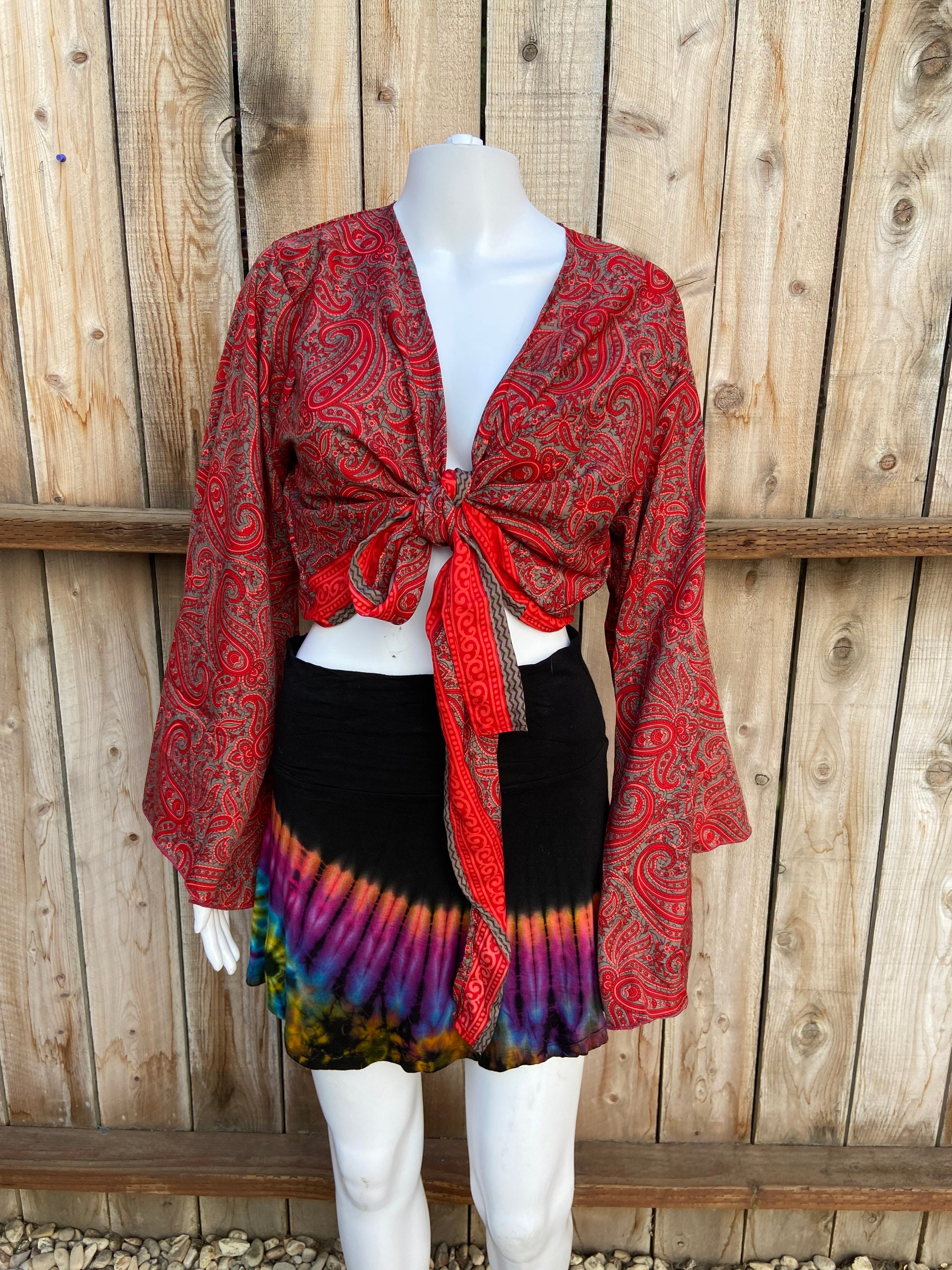 Wrap Top With Bell Sleeve - Cubism Grey