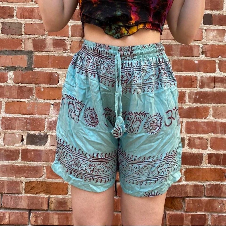 Hippie Unisex Shorts, Boho, Casual, Pockets, Longer Shorts, Capri Shorts, Festival Fashion, Loungewear, Beachwear, Comfy, Perfect Gift Mint