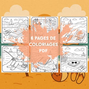 Summer Vacation Coloring Pages to Print | Relaxing Coloring Book for Adults and Teens | Travel Coloring Book | PDF A4