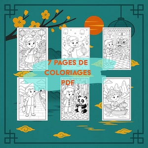 Around the World Coloring Pages China | Kawaii Coloring Book to Print | Activity for Kids & Adults | 7 Cultural Scenes