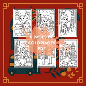 Around the World Coloring Book – United Kingdom | Kawaii Coloring Book to Print | Activity for Kids & Adults | 6 Cultural Scenes