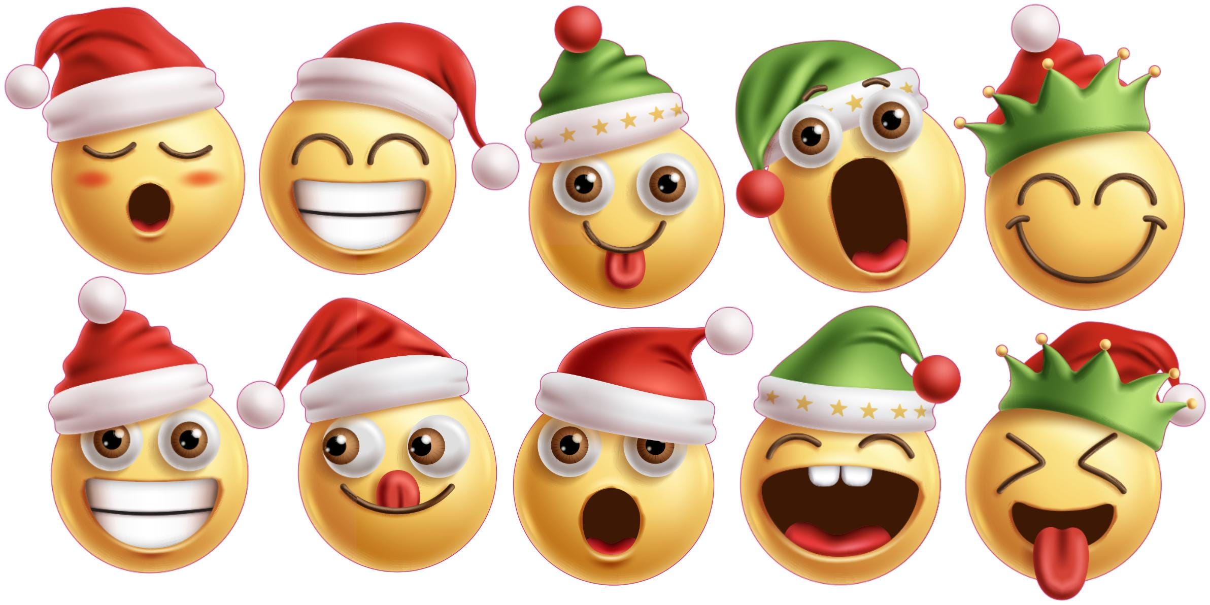 Christmas Emoji Stickers Santa Claus, Reindeer, Snowman, Gingerbread…