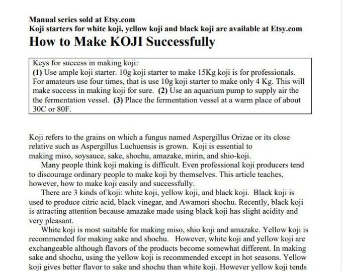 Making Koji Manual - Etsy