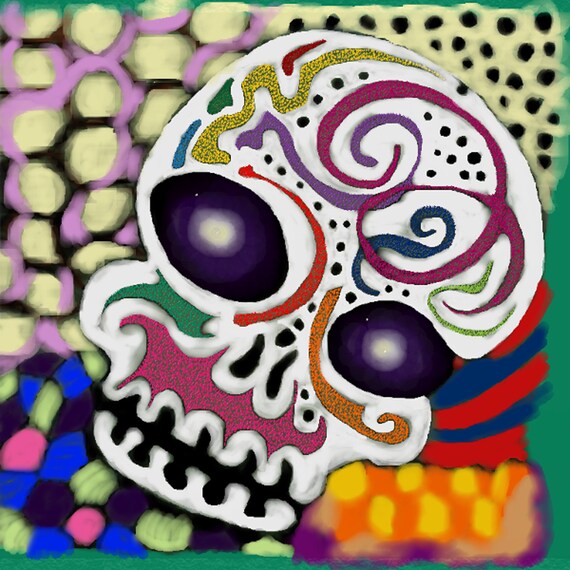 Carnival Skull Digital Art. - Etsy