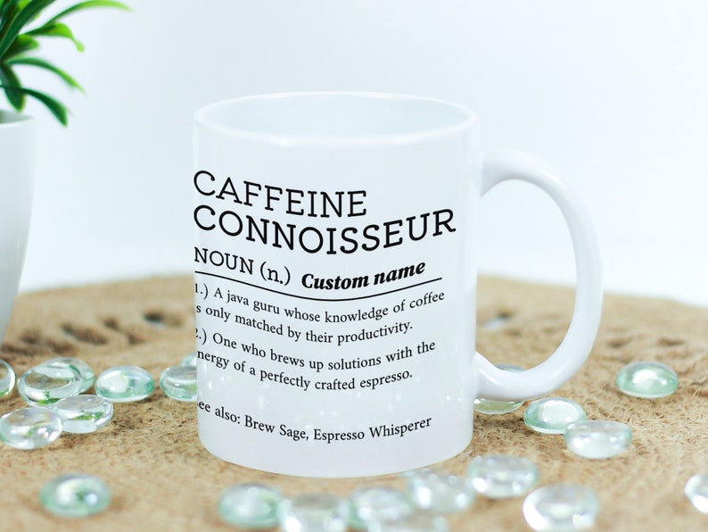 Caffeine Connoisseur Custom Name Mug, Coffee Lover Gift, Personalized