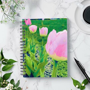 Tulips Notebook, Spring Stationery, Floral Journal, Botanical Notepad, College Ruled Diary