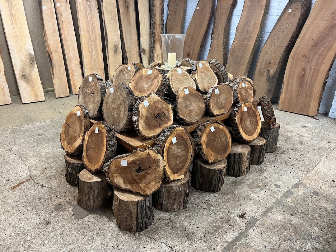 Live Edge Real Wood Wooden Rounds Stumps Disks Rustic Log Slices ...