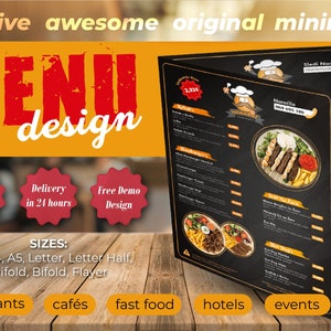 Custom Food Menu Design, Graphic Design, Wedding Menu, Menu Design, Restaurant Menu, Food Menu, Bar Menu, Cafe Menu image 1