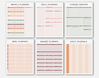 Smart planner bundle, fitness tracker, planner, meal planner, tracker, budget planner, daily schedule, planner print, pdf, eps, ai, vector