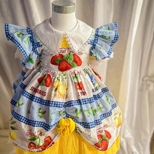 handmade vintage Childress dress unique strawberry lemon fruit patten