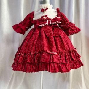 handmade plaid red toddler birthday dress