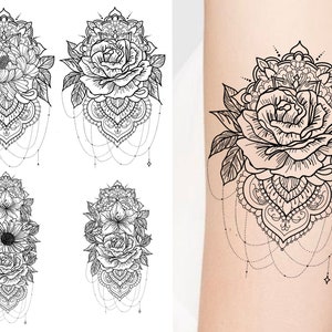 Custom Birth Flower Boho Tattoo | Stemless Floral Bouquet | Digital Downloadable PNG