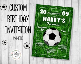 Custom Soccer Birthday Invitation | Football Happy Birthday Design | Instant Downloadable PNG