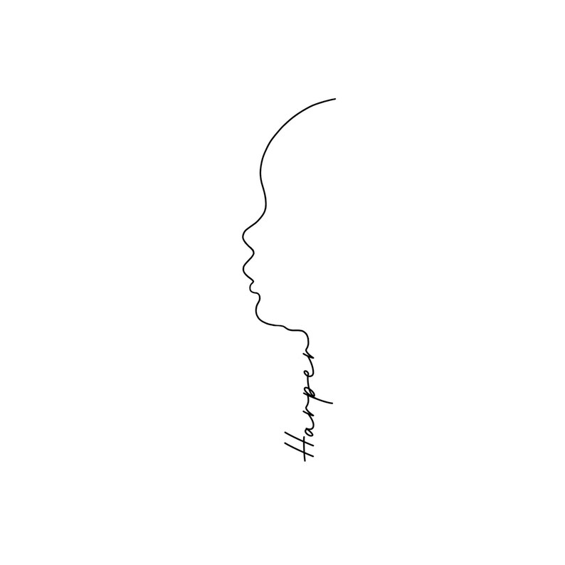 Custom Name Baby Side Profile Line Tattoo Design | Personalized Family ...